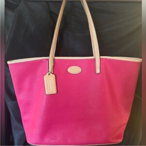 Coach Pink and Tan Tote Bag